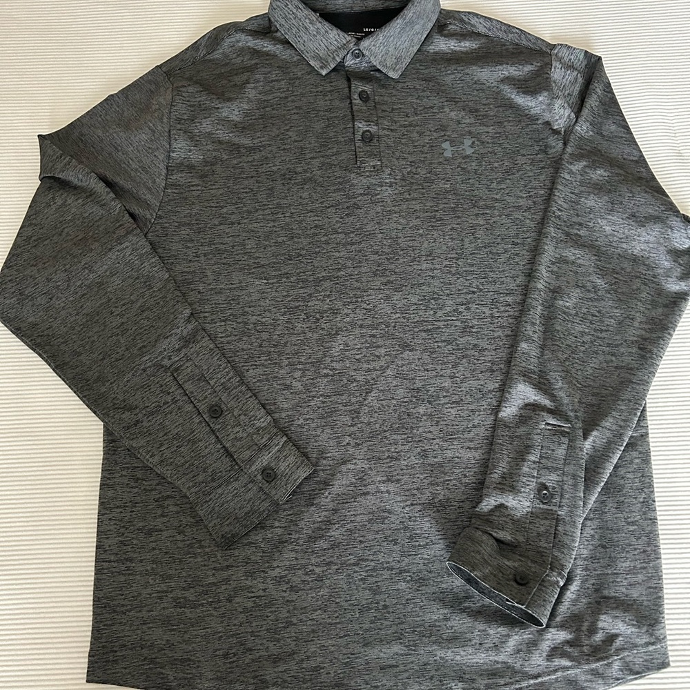 LG Men's Dark Gray Long Sleeve Polo Shirt